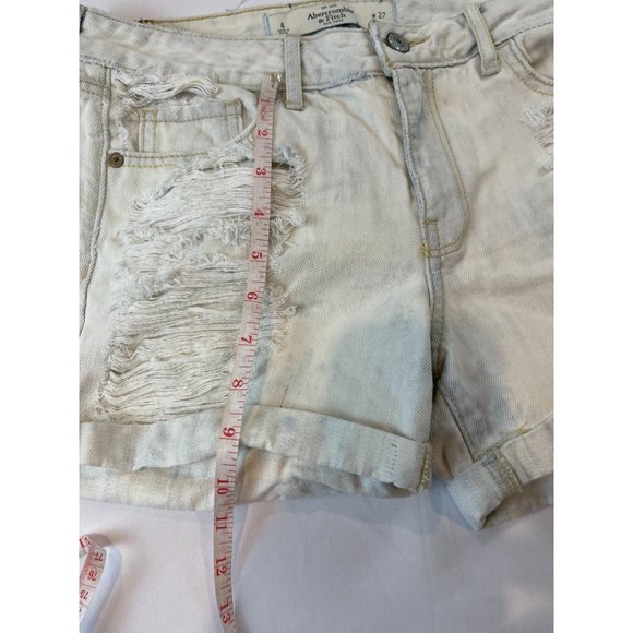 Abercrombie & Fitch Women's Boyfriend Shorts Distressed Roll Cuff Hem White W27 - Picture 4 of 9